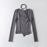 Women Sweater Knitwear Autumn Lace-up Irregular Bottoming Shirt Long Sleeve T-shirt