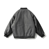 Unisex Winter Cotton Coat PU Leather Baseball Collar Cotton Coat Vintage Loose Cotton Coat