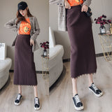 Women Knitted Skirt Lace Package Hip Skirt Casual Autumn and Winter