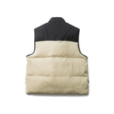 Unisex Winter Cotton Coat Stitching Pleated Fabric Stand Collar down Vest