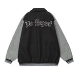 Men Jacket Coat Loose Letter Embroidery Jacket Coat Men Long Sleeve Baseball Uniform