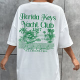 6903 Women Florida Yacht Club Back Print T Shirt Summer