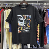 Purple Brand T Shirts Summer Abstract Pattern Printed Hip Hop Men's and Women's Loose-Fitting Casual round-Neck T-shirt