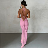 Women Dresses Summer Sexy Suspenders Backless Slim Fit Sheath Dress (Bla0420)