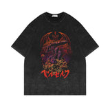 Washed and old short-sleeved T-shirt branded short-sleeved retro