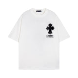 CHH Chrome Heart T Shirts Croix Cross Leather Printed Short Sleeve T-Shirt