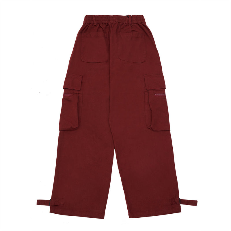 Men Sweatpants Solid Color Zipper Multi-Pocket Cargo Pants