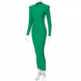 Women Dresses Summer round Neck, Slim-Fit, Long-Sleeved Dress