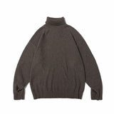 Unisex Winter Cotton Coat Turtleneck Sweater Vintage Loose Knitted Top