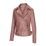 Red Leather Jacket Fall Winter Coat Women Pu Lapel Short Slim Jacket Women