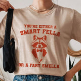 Smart Fella Graphic Tees Cartoon Raccoon Retro Women T Shirt