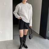 Women Winter Knitted Sweater round Neck Sweater Autumn and Winter Loose-Fitting Long Sleeve Sweater Q731
