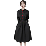 Women Maxi Dress Shirt A- line Dress Autumn