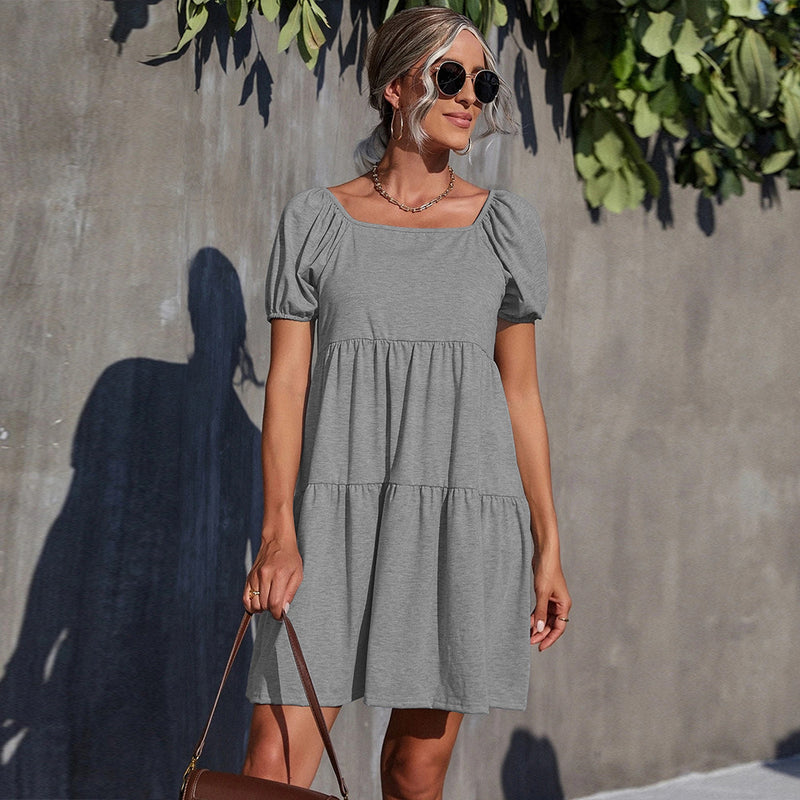 Women Dress Knitted Square Collar Dress