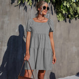 Women Dress Knitted Square Collar Dress