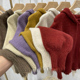 Women Knitted Pullover Spring and Autumn Sweater Women's Loose Long Sleeve Hooded Sweater Sweater
