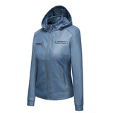 Red Leather Jacket Fleece-Lined Women's Leather Jacket Women's Hooded Autumn and Winter Short Coat Casual Women's Jacket