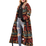 Women Trench Coat Fall Duplex Printing British Lapel Long Trench Coat and Overcoat