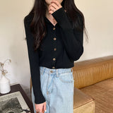 Women Knitted Cardigan Spring and Autumn Polo Collar Sweaters Cardigan
