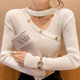 Women Knitwear Autumn and Winter Hollow Slim Top