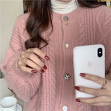 Women Knitted Cardigan Loose Pink Knitted Cardigan Sweater Coat