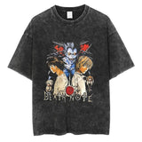 Washed retro men's short-sleeved t-shirt summer, printed t-shirt