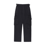 Men Sweatpants Multi-Pocket Zipper Casual Trousers Solid Color Baggy Straight Trousers