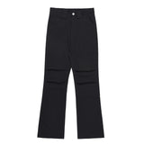 Men Sweatpants Loose Pleated Solid Color Leisure Horn Wide Leg Pants