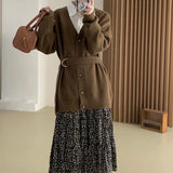 Women Knitwear Fall/Winter V-neck Sweater Coat Loose Knitted Cardigan