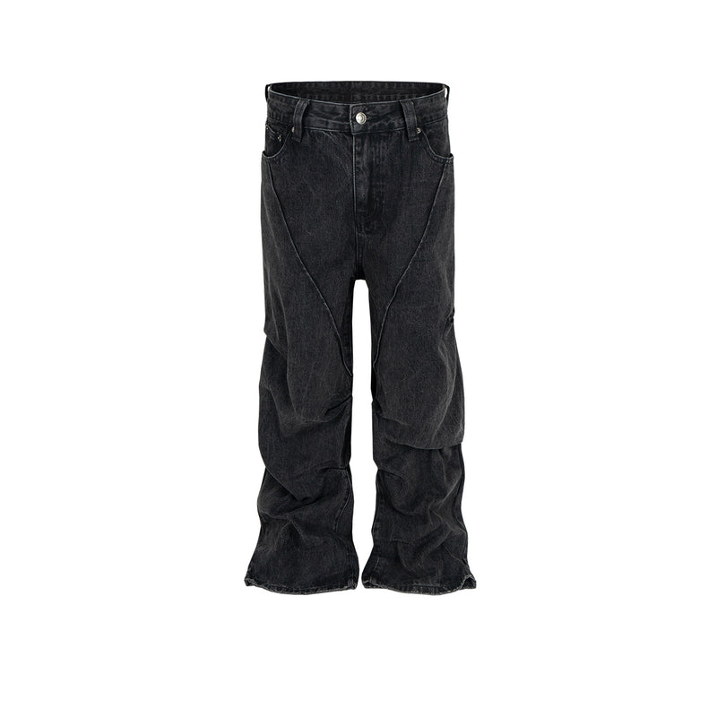 MIJKO Men's Vintage Pants MIJKO Jeans Men's and Women's Wide Leg Multi-Size Trousers Tide