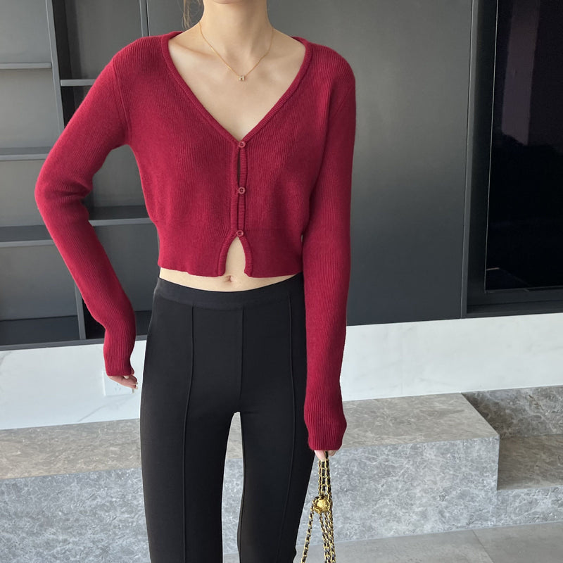 Women Cardigan Sweater Long Sleeve Knitted Sweater Cardigan Slim V-neck Sexy Sweater Coat 8t8232