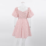 Women Dress Sexy off-Shoulder Heart Printing Dress