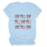 T-shirt bow star print crew neck short sleeve