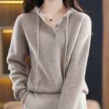 Women Knitwear Fall Winter Hooded Knitwear Loose Sweater
