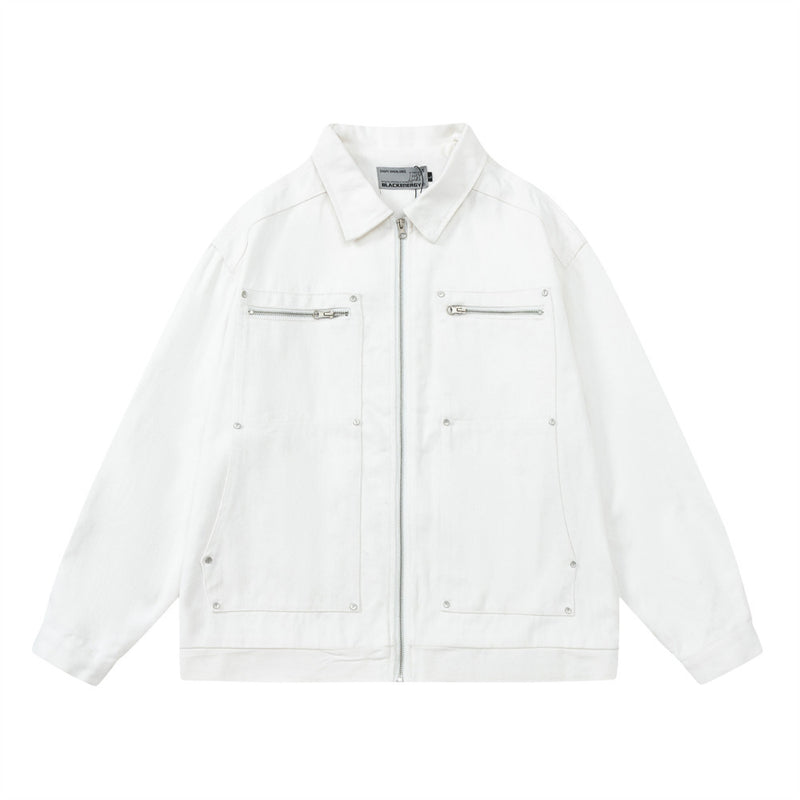 Men Jacket Coat Men's Loose Fashion Spring and Autumn Long Sleeve Casual Jacket