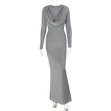 Women Dresses Sexy Hollow Long-Sleeved Dress