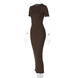 Women Dresses Winter Crew Neck Slim Back Lace-up Long Sleeve Dress