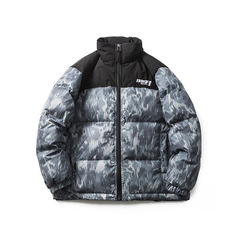 Unisex Winter Cotton Coat Camouflage down Jacket Retro Warm down Jacket