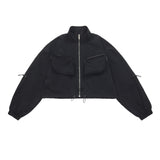 Women Jacket Loose Casual Stand Collar Long Sleeve Sports Short Jacket