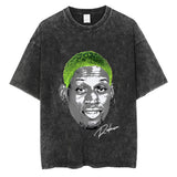 Dennis Basketball Graphic T Shirt Men's Vintage Washed