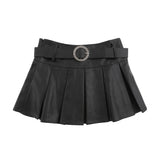 Women Skirt Pleated Miniskirt Autumn and Winter Thickening PU Leather Skirt