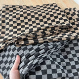 Women Sweatpants Vintage Chessboard Plaid Pants Autumn Knit Casual Sweatpants Bell-Bottom Pants