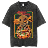 Halloween Video Rental Cotton Tshirt Denim Short Sleeve