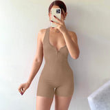 Women Jumpsuit Summer Slim-Fit Zipper Sleeveless Jumpsuit
