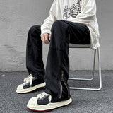 Men Jeans Vintage Jeans Black Elastic Loose Straight Casual Trousers