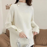 Women Knitwear Spring and Autumn Turtleneck Solid Color Sweater Loose Sweater