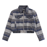 Women Jacket Plaid Coat Women's PU Leather Lapel Zipper Cardigan Jacket