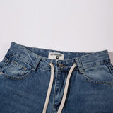 Women Pants Washed Straight Jeans Trousers