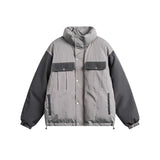 Unisex Coat Retro Contrast Color Thickened Cotton Padded Coat