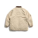 Unisex Winter Cotton Coat Three-Dimensional Pocket Decoration Loose Cotton Coat Vintage Corduroy Lapel Cotton-Padded Jacket